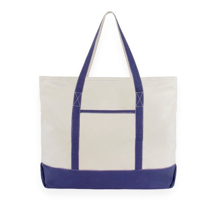 navy organic canvas zipper tote bag