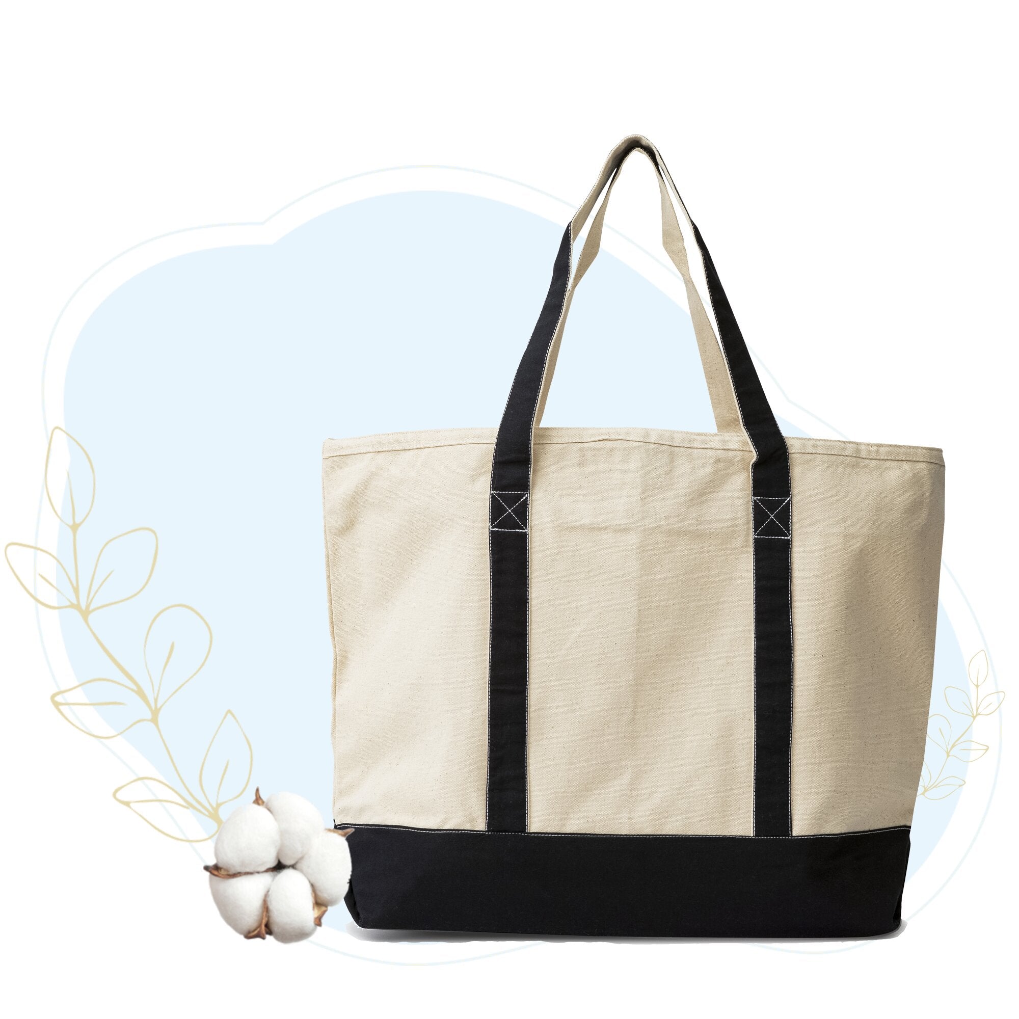 Kinematics Excrete Bore Extra Large Canvas Tote Bag with Handle and Zipper Top