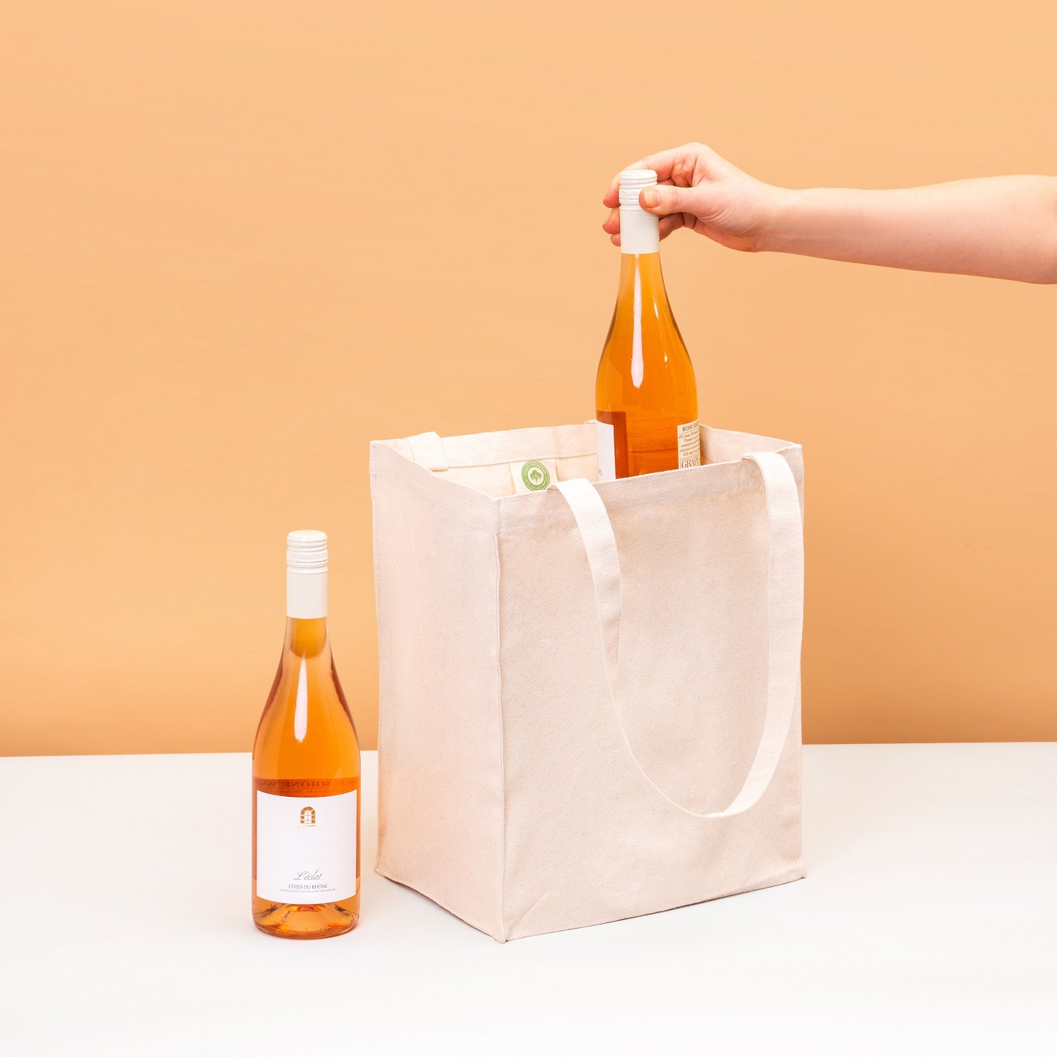 6 Bottle Canvas Wine Bags - Reusable Cotton Wine Totes