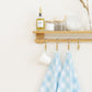 aqua plaid kitchen towel with hanging loop