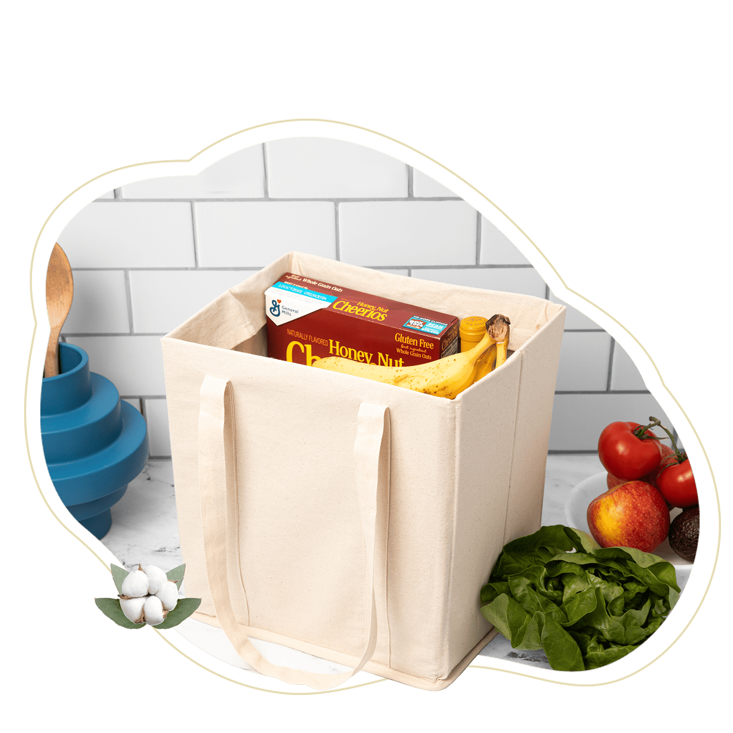 Multi Storage Compartment Large Heavy Duty Canvas Shopping Grocery Picnic  Tote Natural Cotton Foldable, Washable Reusable Eco Friendly 