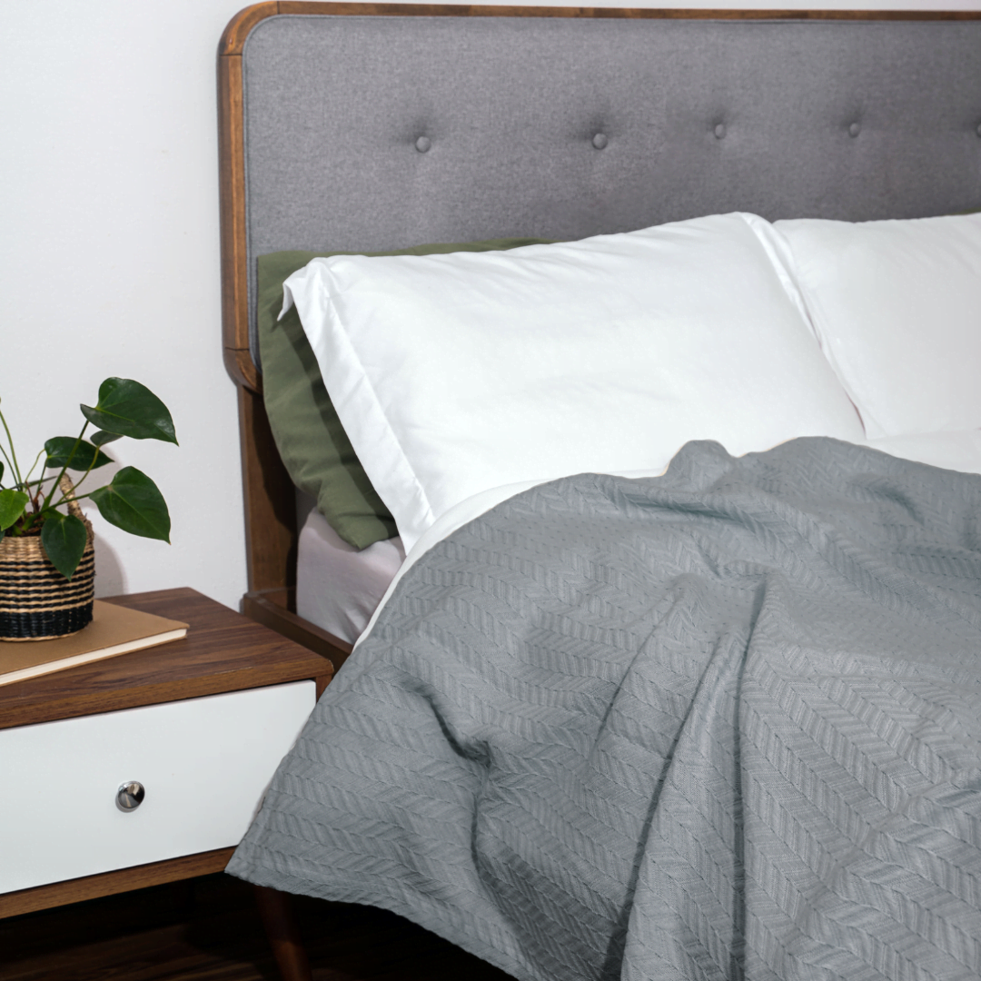 Herringbone Cotton Blanket 100% Organic Cotton Bed Blanket