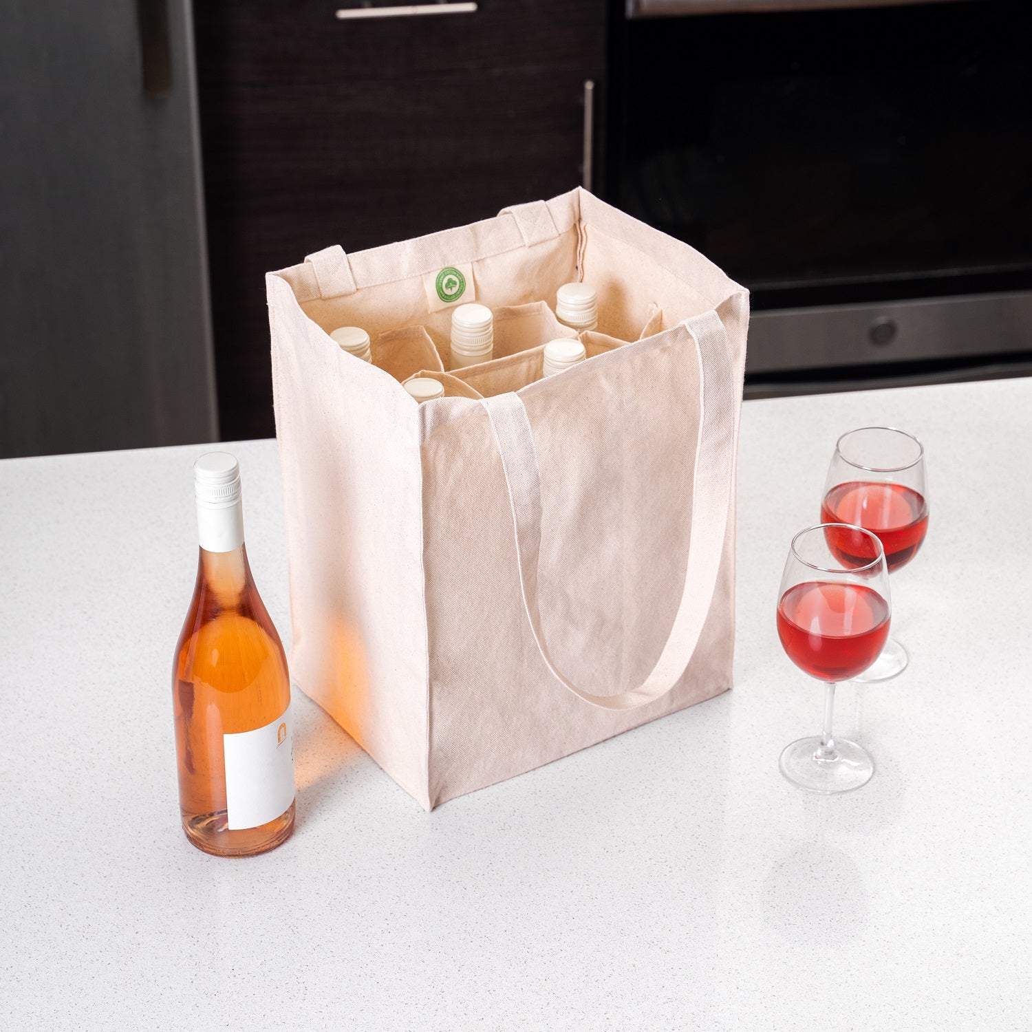 Oberon Design Wine Bottle Carrier Bag, Nouveau Grapes