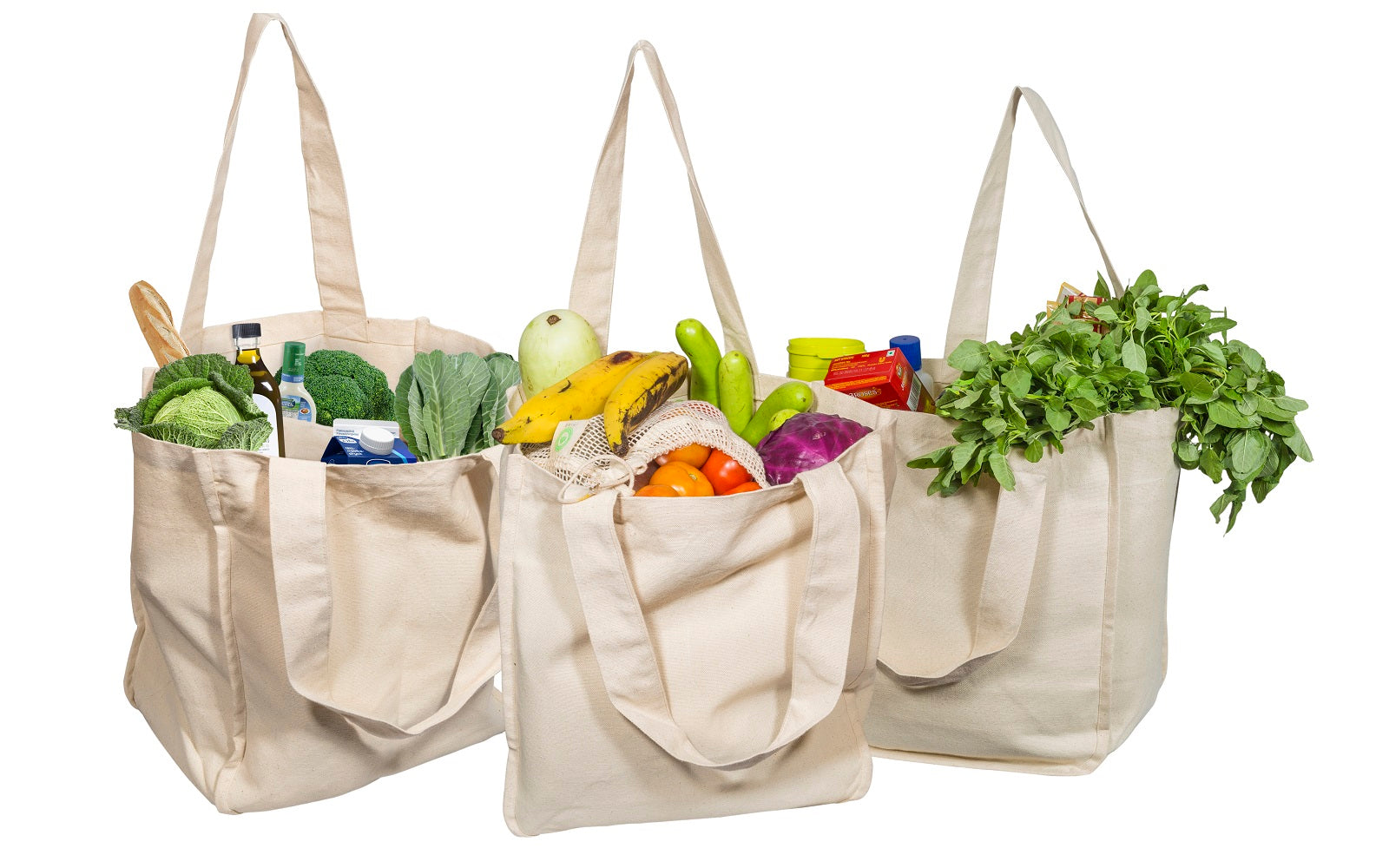 Canvas Grocery Bags  Reusable Cotton Grocery Shopping Tote Bags