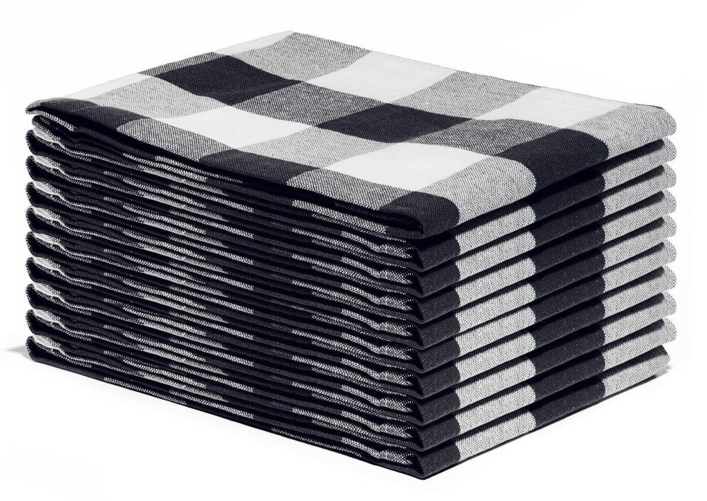 Kitchen Towels Black White Buffalo Check Plaid Set of 2 Dishtowels