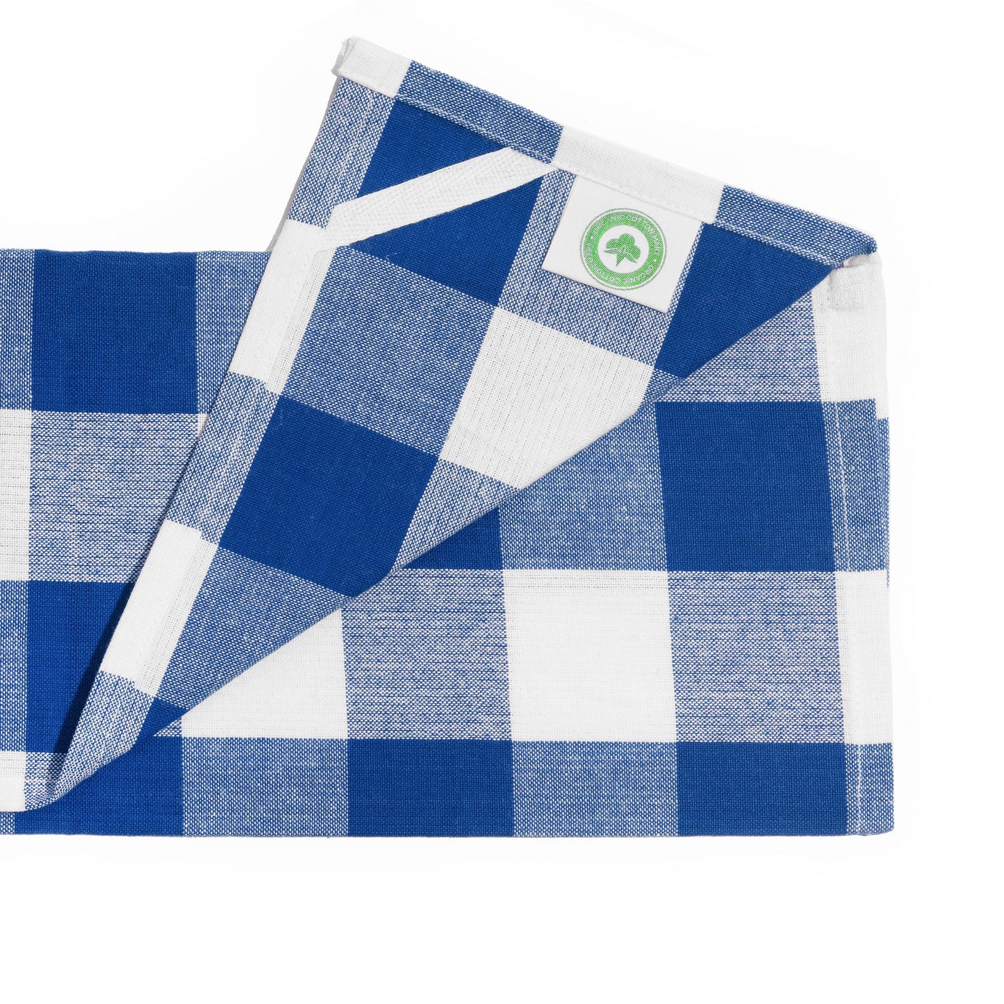blue plaid kitchen towels with hanging loop