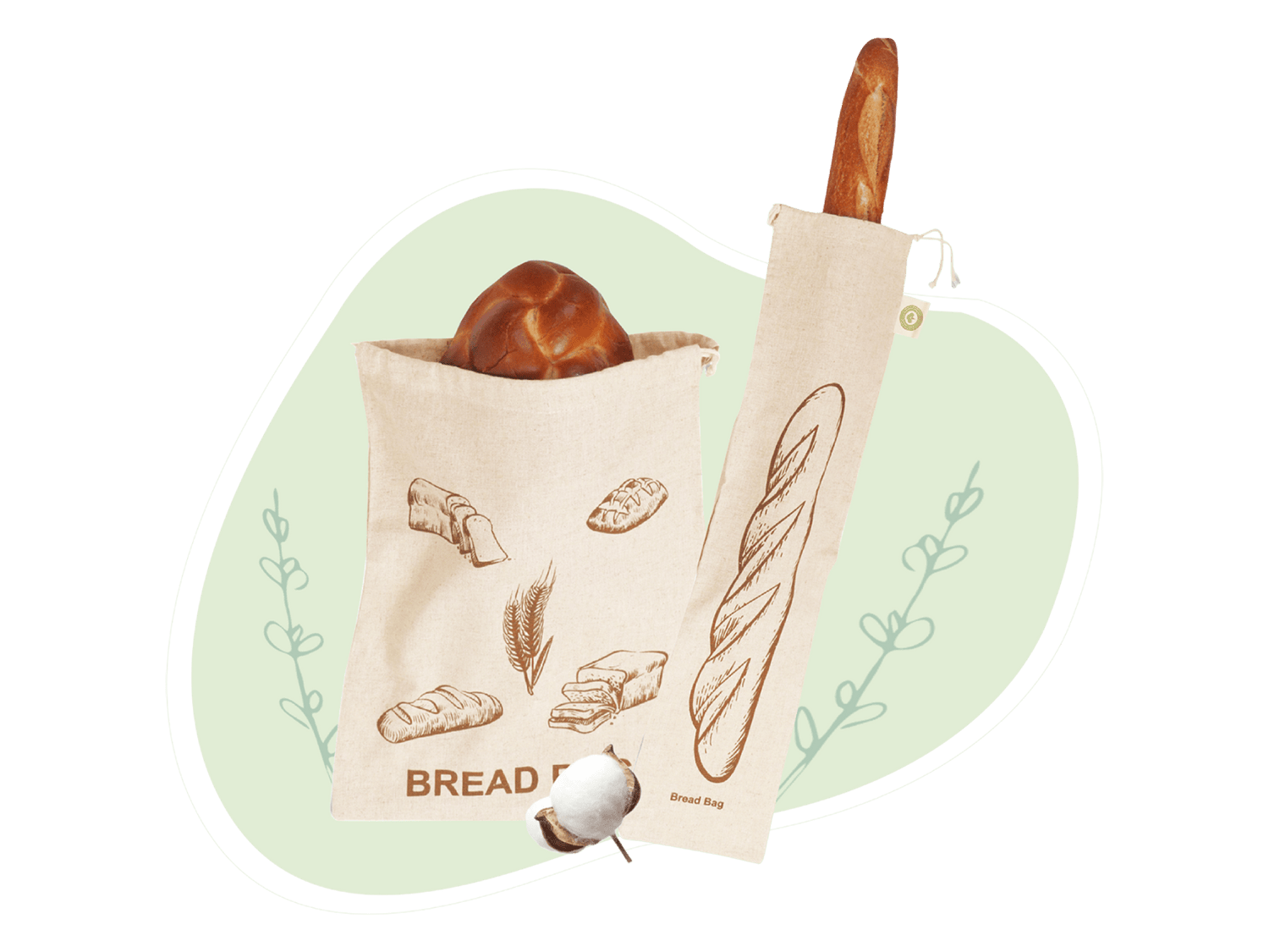 Linen Bread Bags Reusable Bread Storage Bag 