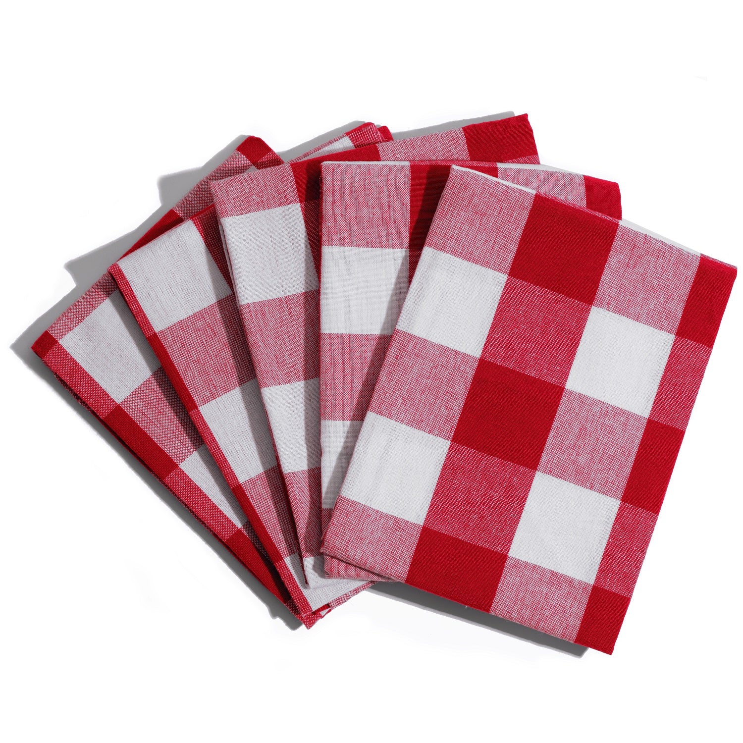 100% Cotton Waffle Weave Check Plaid Kitchen Towels, 12 x 12